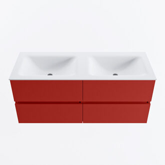 Mondiaz VICA 120cm badmeubel onderkast Fire 4 lades. Wastafel CLOUD dubbel zonder kraangat, kleur Talc.