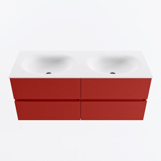 Mondiaz VICA 120cm badmeubel onderkast Fire 4 lades. Wastafel MOON dubbel 2 kraangaten, kleur Talc.