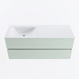 Mondiaz VICA 120cm badmeubel onderkast Greey 2 lades. Wastafel CLOUD links 1 kraangat, kleur Talc.