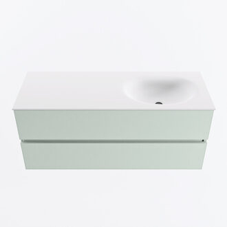 Mondiaz VICA 120cm badmeubel onderkast Greey 2 lades. Wastafel MOON rechts 1 kraangat, kleur Talc.