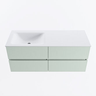 Mondiaz VICA 120cm badmeubel onderkast Greey 4 lades. Wastafel CLOUD links 1 kraangat, kleur Talc.