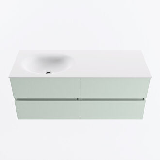 Mondiaz VICA 120cm badmeubel onderkast Greey 4 lades. Wastafel MOON links zonder kraangat, kleur Talc.