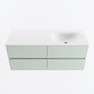 Mondiaz VICA 120cm badmeubel onderkast Greey 4 lades. Wastafel MOON rechts 1 kraangat, kleur Talc.