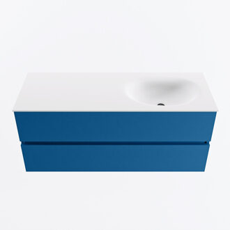 Mondiaz VICA 120cm badmeubel onderkast Jeans 2 lades. Wastafel MOON rechts 1 kraangat, kleur Talc.