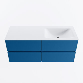 Mondiaz VICA 120cm badmeubel onderkast Jeans 4 lades. Wastafel CLOUD rechts zonder kraangat, kleur Talc.