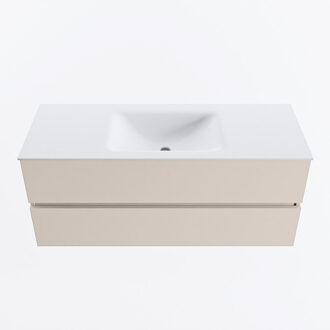 Mondiaz VICA 120cm badmeubel onderkast Linen 2 lades. Wastafel CLOUD midden 1 kraangat, kleur Talc.