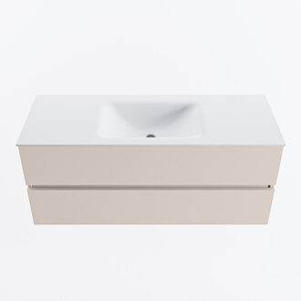 Mondiaz VICA 120cm badmeubel onderkast Linen 2 lades. Wastafel CLOUD midden zonder kraangat, kleur Talc.