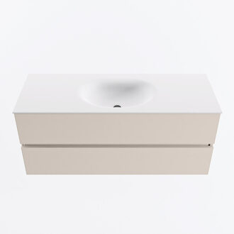 Mondiaz VICA 120cm badmeubel onderkast Linen 2 lades. Wastafel MOON midden 1 kraangat, kleur Talc.