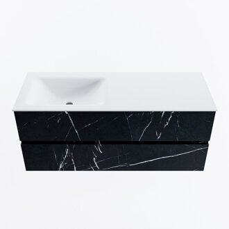 Mondiaz VICA 120cm badmeubel onderkast Marquina 2 lades. Wastafel CLOUD links 1 kraangat, kleur Talc.