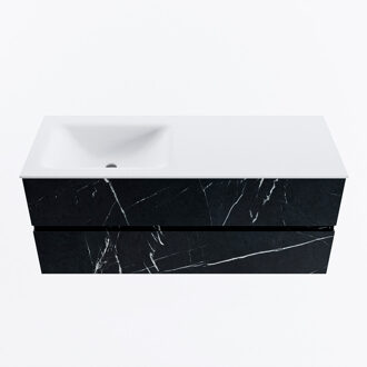 Mondiaz VICA 120cm badmeubel onderkast Marquina 2 lades. Wastafel CLOUD links zonder kraangat, kleur Talc.