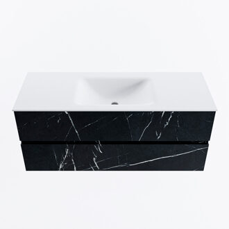 Mondiaz VICA 120cm badmeubel onderkast Marquina 2 lades. Wastafel CLOUD midden 1 kraangat, kleur Talc.