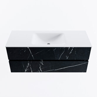 Mondiaz VICA 120cm badmeubel onderkast Marquina 2 lades. Wastafel CLOUD midden zonder kraangat, kleur Talc.