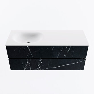 Mondiaz VICA 120cm badmeubel onderkast Marquina 2 lades. Wastafel MOON links 1 kraangat, kleur Talc.