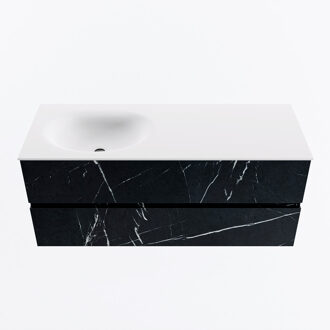 Mondiaz VICA 120cm badmeubel onderkast Marquina 2 lades. Wastafel MOON links zonder kraangat, kleur Talc.