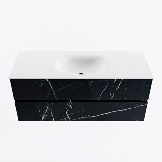 Mondiaz VICA 120cm badmeubel onderkast Marquina 2 lades. Wastafel MOON midden zonder kraangat, kleur Talc.