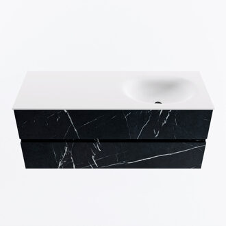 Mondiaz VICA 120cm badmeubel onderkast Marquina 2 lades. Wastafel MOON rechts zonder kraangat, kleur Talc.