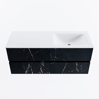 Mondiaz VICA 120cm badmeubel onderkast Marquina 4 lades. Wastafel CLOUD rechts zonder kraangat, kleur Talc.