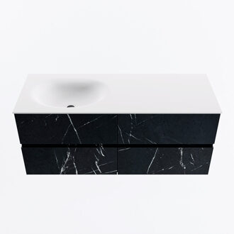 Mondiaz VICA 120cm badmeubel onderkast Marquina 4 lades. Wastafel MOON links zonder kraangat, kleur Talc.