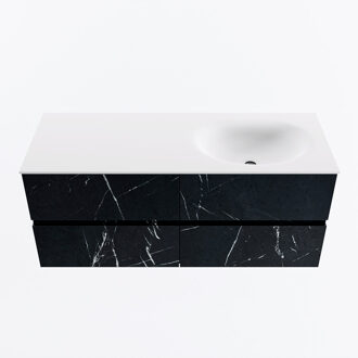 Mondiaz VICA 120cm badmeubel onderkast Marquina 4 lades. Wastafel MOON rechts 1 kraangat, kleur Talc.