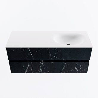 Mondiaz VICA 120cm badmeubel onderkast Marquina 4 lades. Wastafel MOON rechts zonder kraangat, kleur Talc.