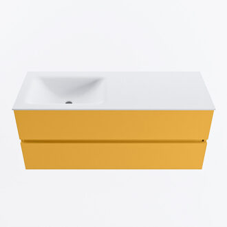 Mondiaz VICA 120cm badmeubel onderkast Ocher 2 lades. Wastafel CLOUD links 1 kraangat, kleur Talc.