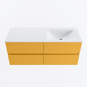 Mondiaz VICA 120cm badmeubel onderkast Ocher 4 lades. Wastafel CLOUD rechts 1 kraangat, kleur Talc.