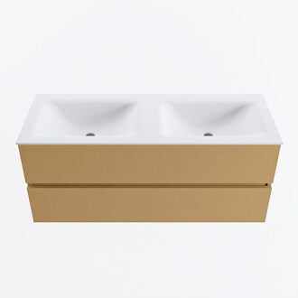 Mondiaz VICA 120cm badmeubel onderkast Oro 2 lades. Wastafel CLOUD dubbel zonder kraangat, kleur Talc.