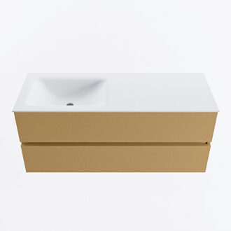 Mondiaz VICA 120cm badmeubel onderkast Oro 2 lades. Wastafel CLOUD links zonder kraangat, kleur Talc.