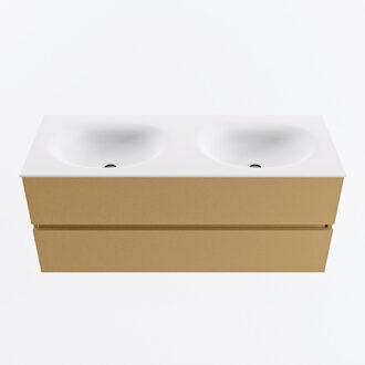 Mondiaz VICA 120cm badmeubel onderkast Oro 2 lades. Wastafel MOON dubbel 2 kraangaten, kleur Talc.