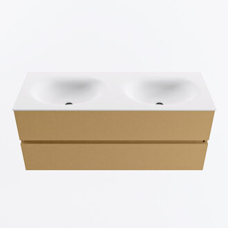 Mondiaz VICA 120cm badmeubel onderkast Oro 2 lades. Wastafel MOON dubbel zonder kraangat, kleur Talc.