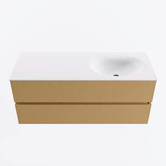 Mondiaz VICA 120cm badmeubel onderkast Oro 2 lades. Wastafel MOON rechts zonder kraangat, kleur Talc.