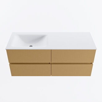 Mondiaz VICA 120cm badmeubel onderkast Oro 4 lades. Wastafel CLOUD links zonder kraangat, kleur Talc.