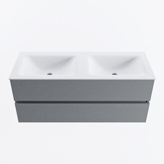 Mondiaz VICA 120cm badmeubel onderkast Plata 2 lades. Wastafel CLOUD dubbel 2 kraangaten, kleur Talc.