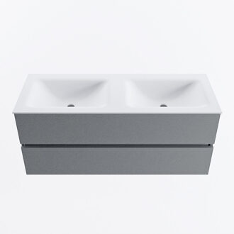 Mondiaz VICA 120cm badmeubel onderkast Plata 2 lades. Wastafel CLOUD dubbel zonder kraangat, kleur Talc.