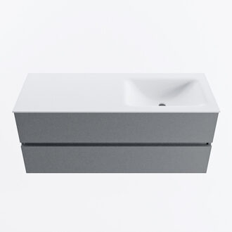 Mondiaz VICA 120cm badmeubel onderkast Plata 2 lades. Wastafel CLOUD rechts zonder kraangat, kleur Talc.