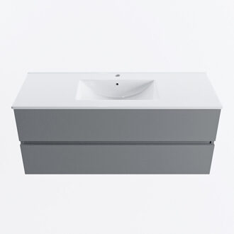 Mondiaz VICA 120cm badmeubel onderkast Plata 2 lades. Wastafel DENIA midden 1 kraangat, kleur Glanzend Wit.