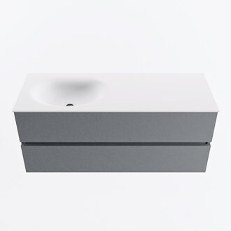 Mondiaz VICA 120cm badmeubel onderkast Plata 2 lades. Wastafel MOON links 1 kraangat, kleur Talc.