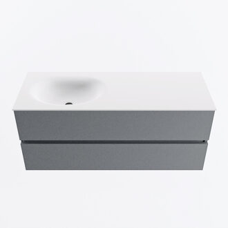 Mondiaz VICA 120cm badmeubel onderkast Plata 2 lades. Wastafel MOON links zonder kraangat, kleur Talc.