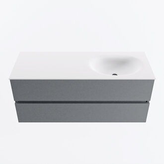 Mondiaz VICA 120cm badmeubel onderkast Plata 2 lades. Wastafel MOON rechts zonder kraangat, kleur Talc.