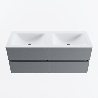 Mondiaz VICA 120cm badmeubel onderkast Plata 4 lades. Wastafel CLOUD dubbel 2 kraangaten, kleur Talc.