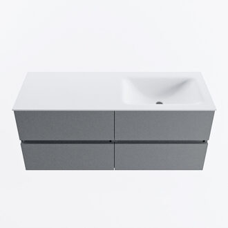 Mondiaz VICA 120cm badmeubel onderkast Plata 4 lades. Wastafel CLOUD rechts 1 kraangat, kleur Talc.