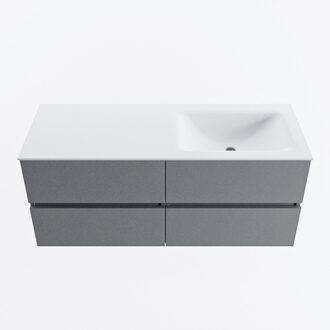 Mondiaz VICA 120cm badmeubel onderkast Plata 4 lades. Wastafel CLOUD rechts zonder kraangat, kleur Talc.