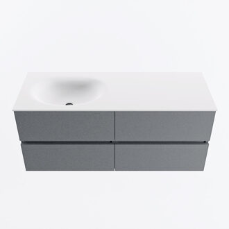 Mondiaz VICA 120cm badmeubel onderkast Plata 4 lades. Wastafel MOON links 1 kraangat, kleur Talc.