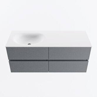 Mondiaz VICA 120cm badmeubel onderkast Plata 4 lades. Wastafel MOON links zonder kraangat, kleur Talc.