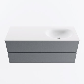 Mondiaz VICA 120cm badmeubel onderkast Plata 4 lades. Wastafel MOON rechts 1 kraangat, kleur Talc.