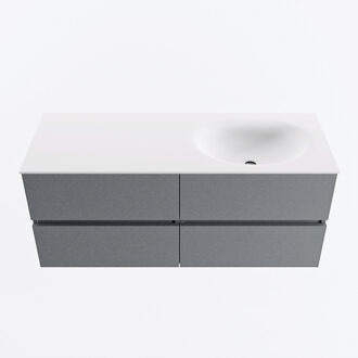 Mondiaz VICA 120cm badmeubel onderkast Plata 4 lades. Wastafel MOON rechts zonder kraangat, kleur Talc.