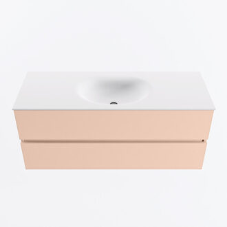 Mondiaz VICA 120cm badmeubel onderkast Rosee 2 lades. Wastafel MOON midden 1 kraangat, kleur Talc.