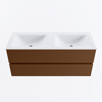 Mondiaz VICA 120cm badmeubel onderkast Rust 2 lades. Wastafel CLOUD dubbel 2 kraangaten, kleur Talc.