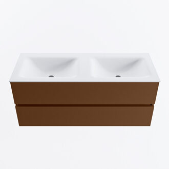 Mondiaz VICA 120cm badmeubel onderkast Rust 2 lades. Wastafel CLOUD dubbel zonder kraangat, kleur Talc.