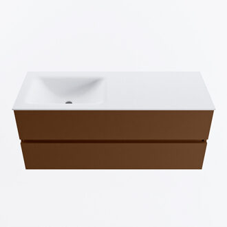 Mondiaz VICA 120cm badmeubel onderkast Rust 2 lades. Wastafel CLOUD links zonder kraangat, kleur Talc.